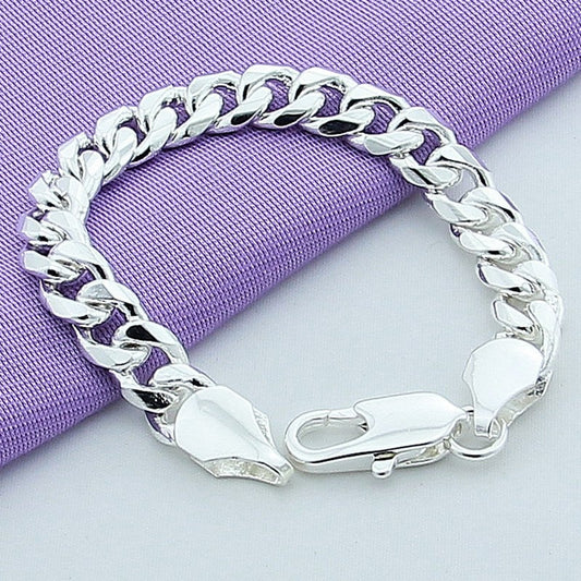 Bracelet pour homme de haute qualité de 10 mm en argent 925 avec une chaîne classique